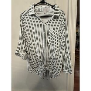 Vixbe Button Top with Front Tie Women's Large